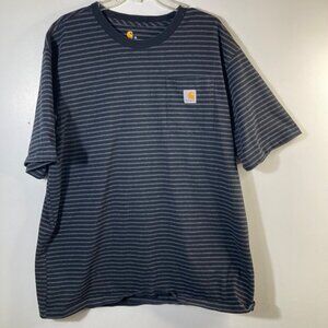Mens Carhartt Original Fit Striped Tee Shirt Short Sleeves Black Gray XL K87 007